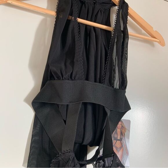 Allure Crazy in Love Black Teddy with Arm Capes ONE SIZE New With Tags - Picture 7 of 13